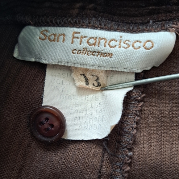 Vintage corduroy brown vest & brown high waist pants & sleeveless jacket - Picture 5 of 12